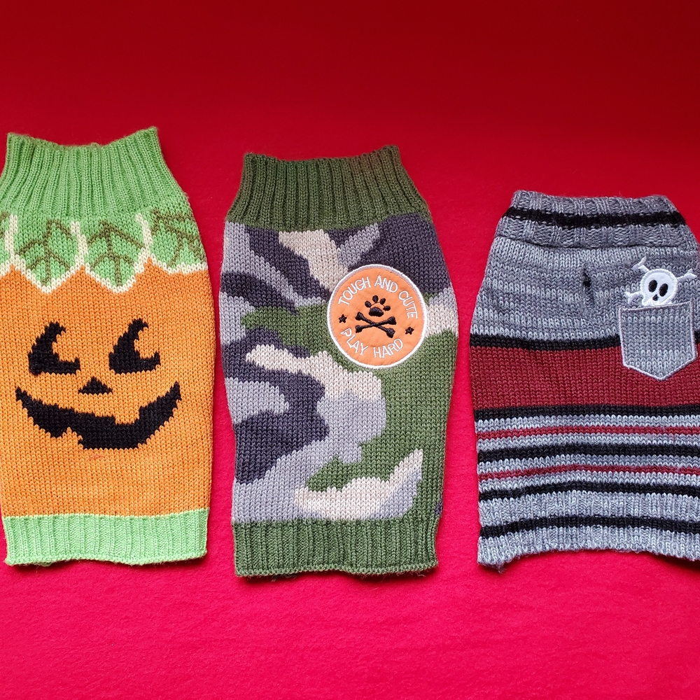 Set Of 3 Cozy Dog Sweaters. Size XXS.